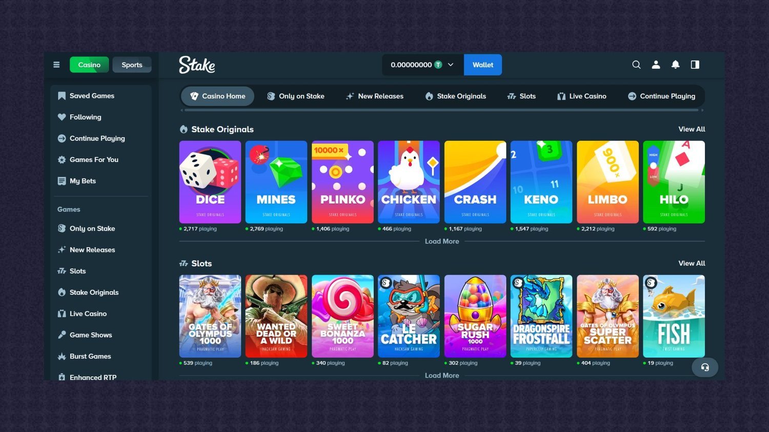Stake website screenshot