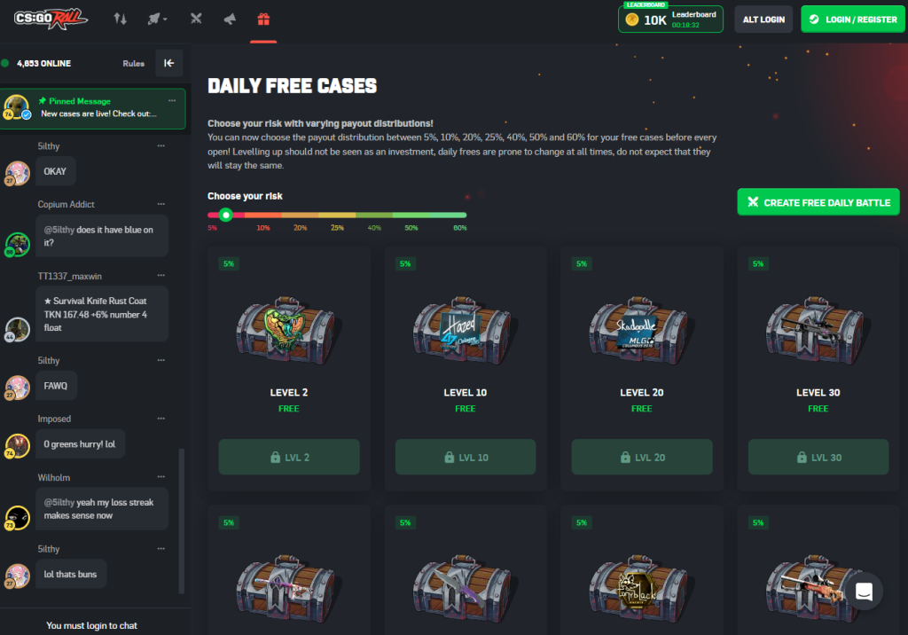 Csgoroll daily free case