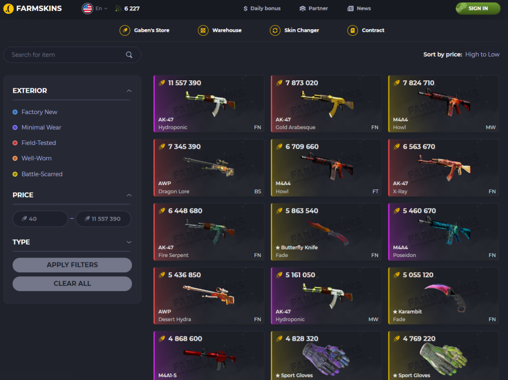 Farmskins gaben's store and warehouse