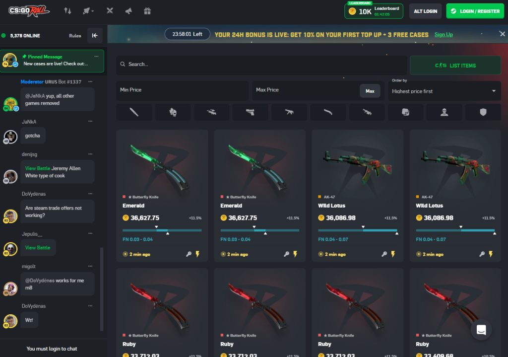 CSGORoll 3 free cases and deposit bonus
